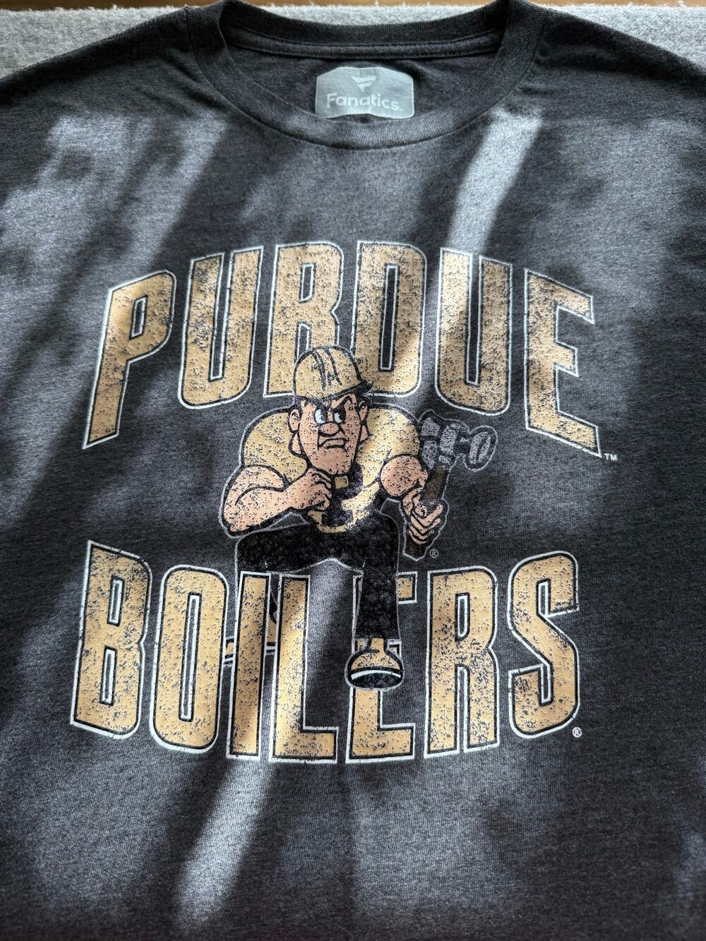 Fanatics Purdue Boilermakers Mens Large Heather Charcoal Gray Mascot T-Shirt